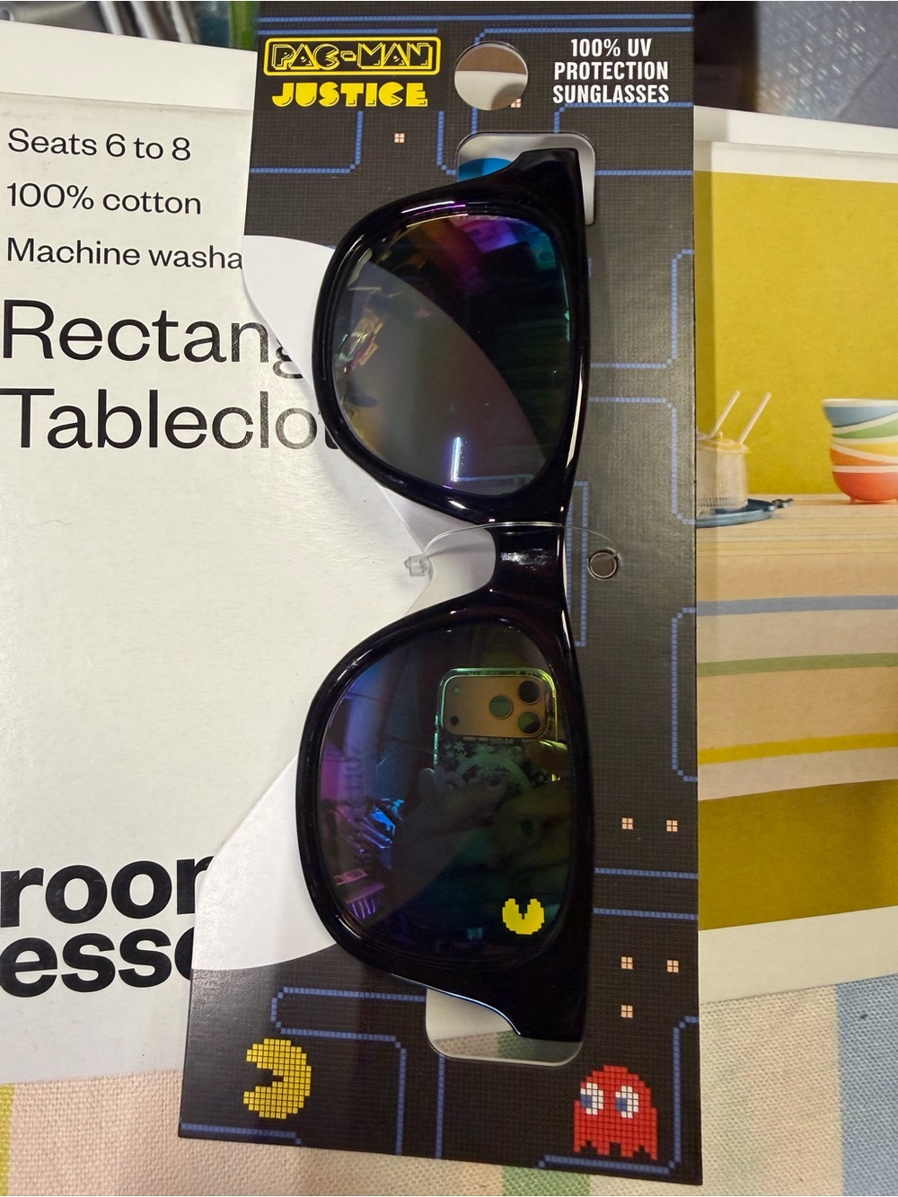 Justice Black Kids Sunglasses with Colorful Pac-Man Accents